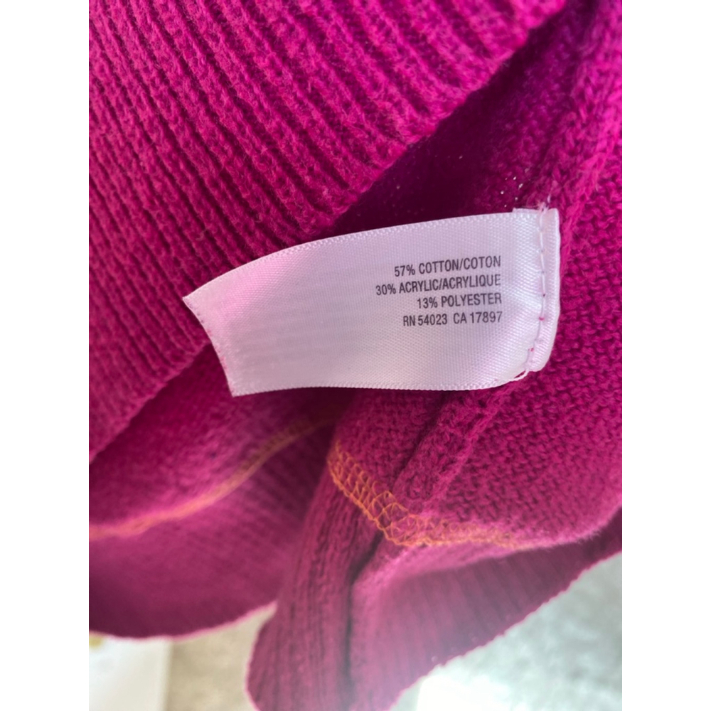 Old Navy Magenta Sweater Contrast Stitch Cotton Athleisure Quiet Luxury Lounge M - Picture 5 of 6